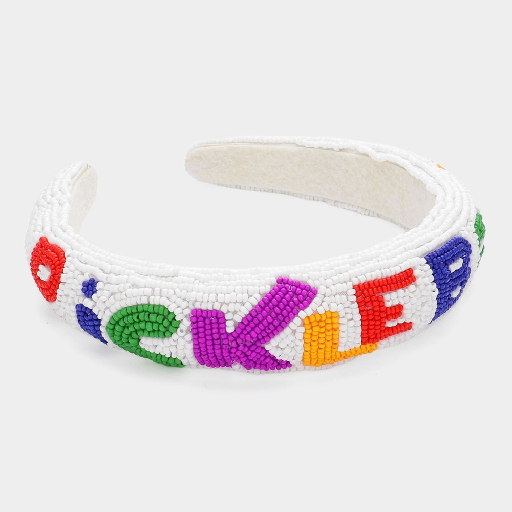 Multicolored PickleBall Beaded Headband Hair Statement Fashion Accessory